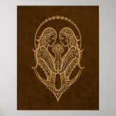 Intricate Brown Gemini Zodiac Poster (Voorkant)