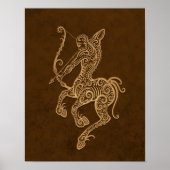 Intricate Brown Sagittarius Zodiac Poster (Voorkant)