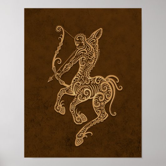 Intricate Brown Sagittarius Zodiac Poster (Voorkant)