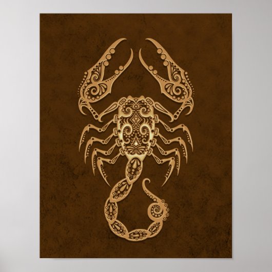 Intricate Brown Scorpio Zodiac Poster (Voorkant)