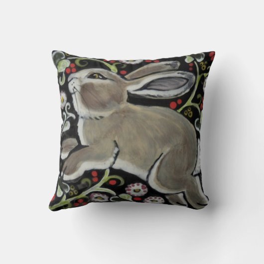 Intricate Bunny Rabbit Kerstwinter Pillow Kussen (Achterkant)