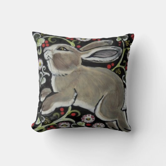 Intricate Bunny Rabbit Kerstwinter Pillow Kussen (Voorkant)