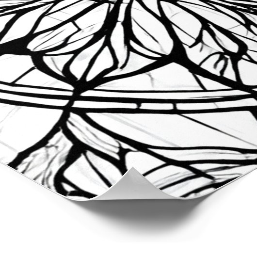 Intricate Cathedral Line Pattern: Stained-Glass Poster (Hoek)