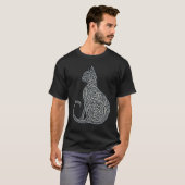 Intricate Celtic Knotwork Cat Silhouette T-shirt (Voorkant volledig)