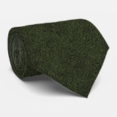 Intricate Deep Olive Green Abstract Fingerprint Stropdas (Opgerold)