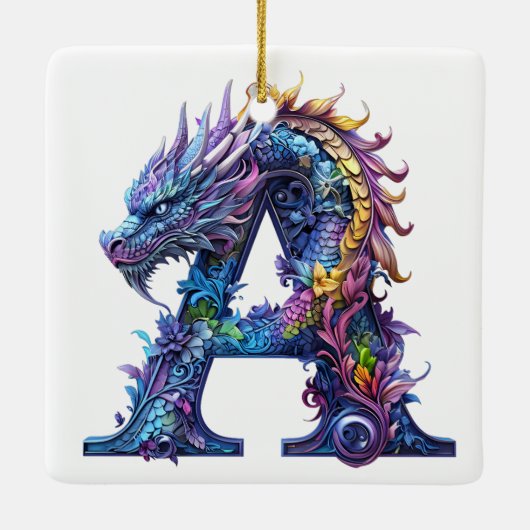 Intricate Dragon - letter A Ceramic Ornament (Achterkant)