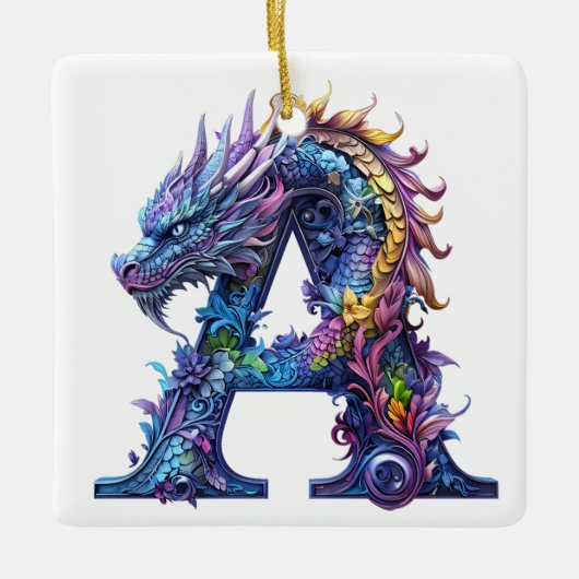 Intricate Dragon - letter A Ceramic Ornament (Voorkant)