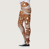 Intricate Elegantie: Wit Design op Bruine Leggings (Links)