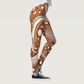 Intricate Elegantie: Wit Design op Bruine Leggings (Rechts)