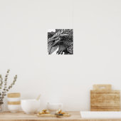 Intricate Fantasy Illustration: Detailed Dragon Poster (Keuken)