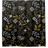 Intricate floral pattern with gold and white  douchegordijn (Voorkant)