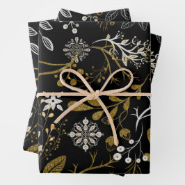 Intricate floral pattern with gold and white  inpakpapier vel
