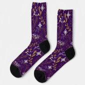Intricate floral pattern with gold and white  sokken (Links)