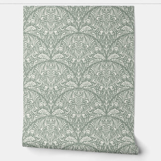 Intricate Floral Scallop Arts and Crafts Style Behang