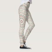 Intricate Geometric Mandala in Teal, Rose, & Sand Leggings (Rechts)
