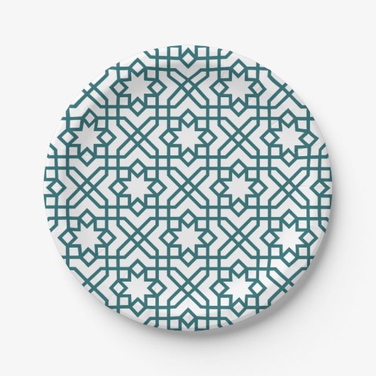 Intricate geometric pattern with teal interconnect papieren bordje (Voorkant)