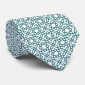 Intricate geometric pattern with teal interconnect stropdas (Opgerold)