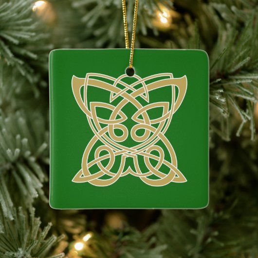 Intricate Gold Celtic Butterfly Personalized Keramisch Ornament (Boom)