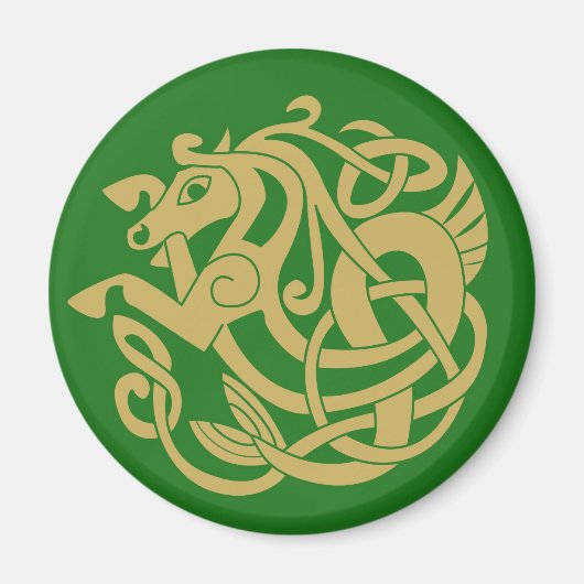 Intricate Gold Celtic Horse Magneet (Voorkant)