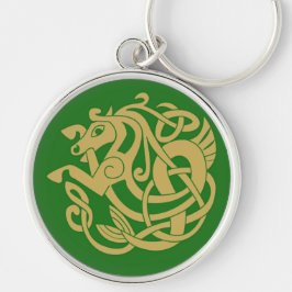 Intricate Gold Celtic Horse Pattern Sleutelhanger