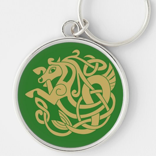 Intricate Gold Celtic Horse Pattern Sleutelhanger (Voorkant)