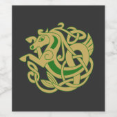 Intricate Gold Celtic Horse Wijn Etiket (Enkel label)