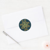 Intricate Golden Blue Octopus Ronde Sticker (Envelop)