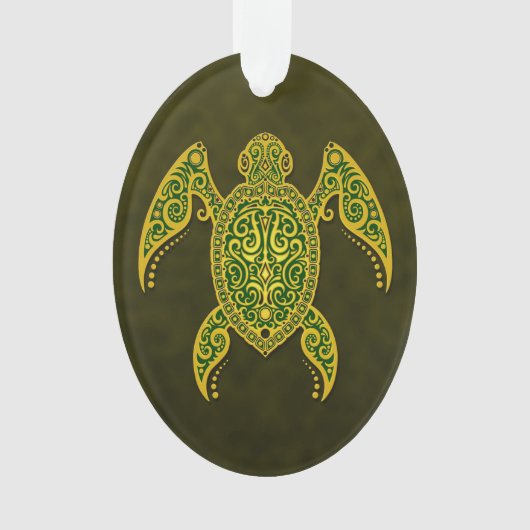 Intricate Golden Green Zee Turtle Ornament (voorkant)