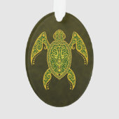 Intricate Golden Green Zee Turtle Ornament (achterkant)