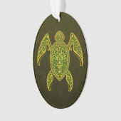Intricate Golden Green Zee Turtle Ornament (voorkant)