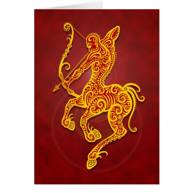 Intricate Golden Red Tribal Sagittarius (Voorkant)