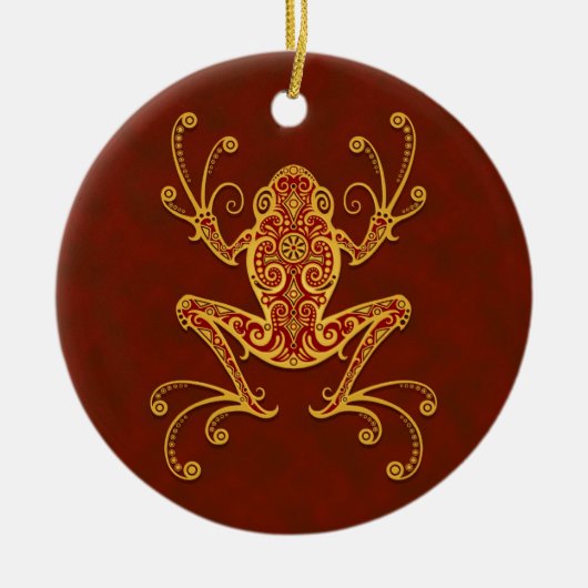 Intricate gouden kikker keramisch ornament (Voorkant)