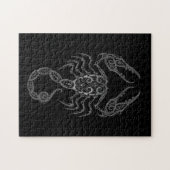 Intricate Gray Scorpio Zodiac op zwart Legpuzzel (Horizontaal)