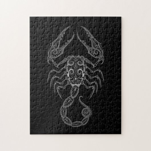 Intricate Gray Scorpio Zodiac op zwart Legpuzzel (Verticaal)