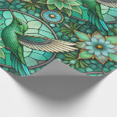 Intricate green and teal stained glass-style  cadeaupapier (Hoek)