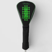 Intricate Green Celtic Irish Knot Design Black Golfheadcover (Voorkant)