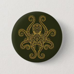 Intricate Green Octopus Ronde Button 5,7 Cm