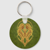Intricate Green Tribal Gemini Sleutelhanger (Voorkant)