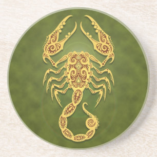 Intricate Green Tribal Scorpio Zandsteen Onderzetter