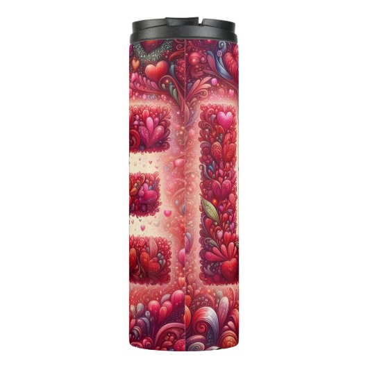 Intricate Heart Pattern Love Typography Thermosbeker (Achterkant)
