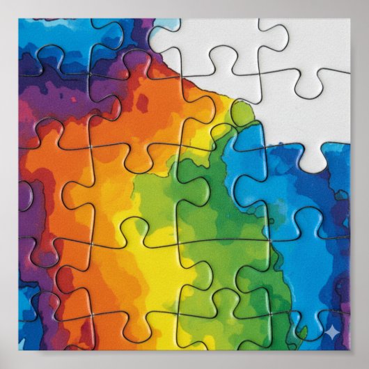  Intricate Macro: Jigsaw Puzzle Interlocking Art Poster (Voorkant)