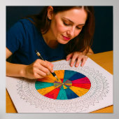 Intricate Mandala Coloring Detail Technique Poster (Voorkant)