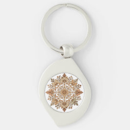 Intricate Mandala Floral Brown Tones Art Sleutelhanger