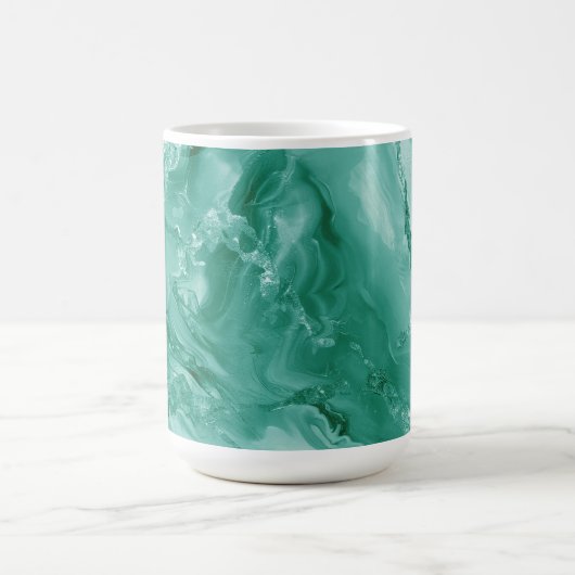 Intricate Marble Pattern in Rich Teal and Green Koffiemok (Center)
