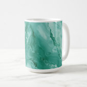 Intricate Marble Pattern in Rich Teal and Green Koffiemok (Voorkant rechts)