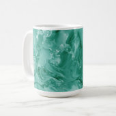 Intricate Marble Pattern in Rich Teal and Green Koffiemok (Voorkant links)