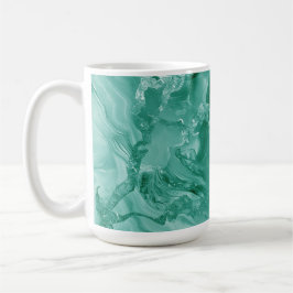 Intricate Marble Pattern in Rich Teal and Green Koffiemok