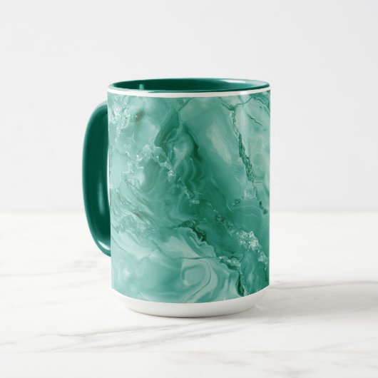 Intricate Marble Pattern in Rich Teal and Green Mok (Voorkant links)
