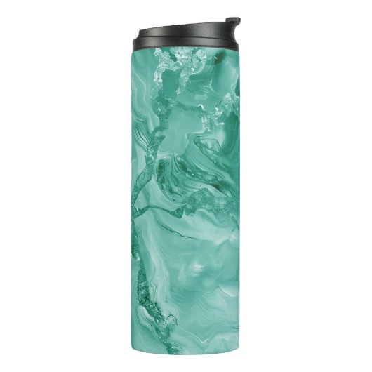 Intricate Marble Pattern in Rich Teal and Green Thermosbeker (Gedraaid links)