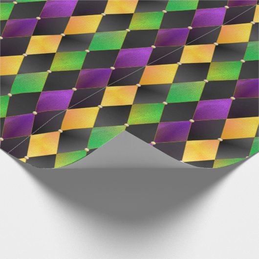Intricate Mardi Gras Colors Diamond Argyle Cadeaupapier (Hoek)